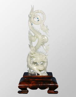 Superb Chinese Qing Dynasty White Hetian Jade Carved Fortune Dragon Statue: Superb Chinese Qing Dynasty White Hetian Jade Carved Fortune Dragon StatueDimension:250 x 85 x 55(mm)9.84 x 3.35 x 2.16(inches) Weight:1.03 lbs/ 466 g The total weight does not include the base. The b
