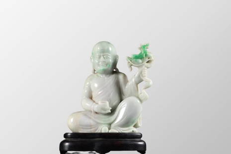 Superb Natural Jadeite Carved Buddhism Arhat Statue: Superb Natural Jadeite Carved Buddhism Arhat StatueDimension:150 x 105 x 55(mm)5.90 x 4.13 x 2.16(inches) Weight:1.37 lbs/623 gThe total weight does not include the base. The base is included after yo