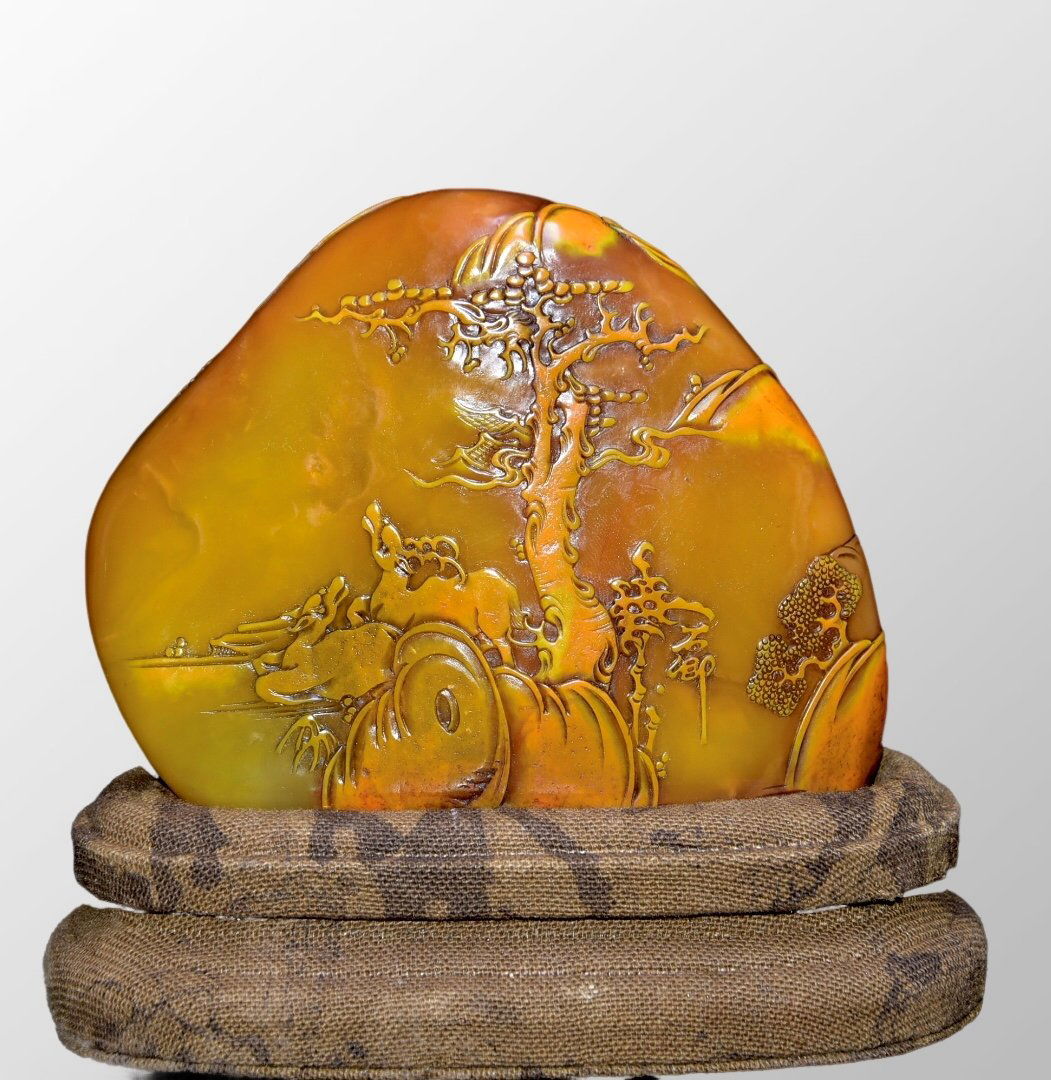 Superb Chinese Qing Dynasty Shoushan Stone Tianhuang Stone Carved Fortune Deer Seal Statue (1 of 10)