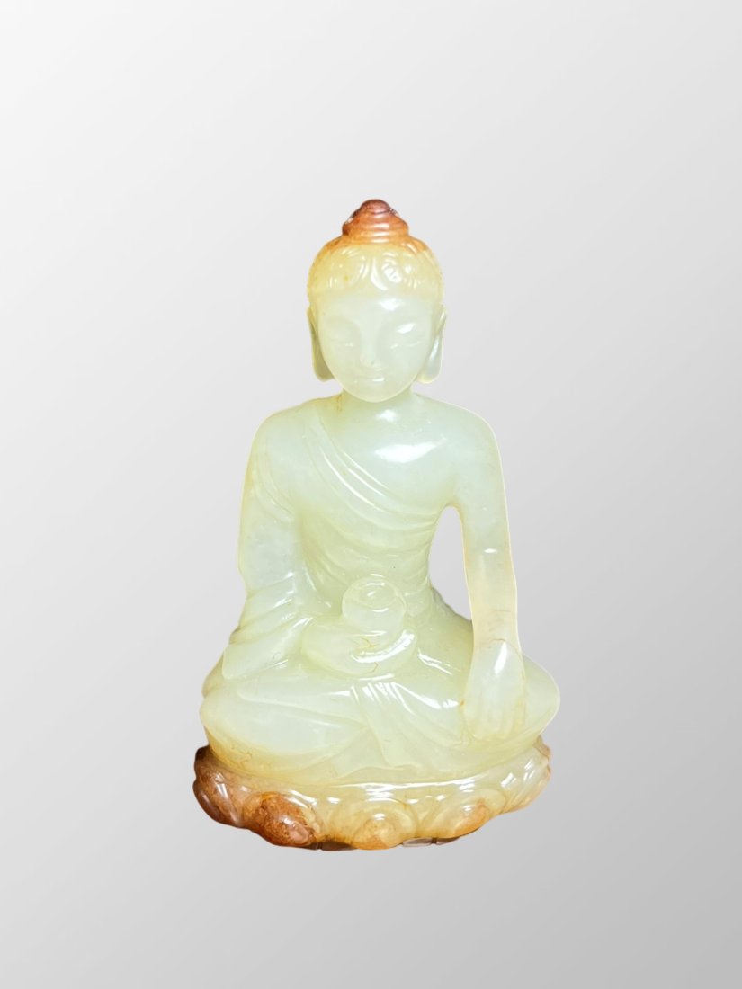 Vintage Chinese Hetian Jade Carved Siddhartha Buddha Statue (1 of 10)