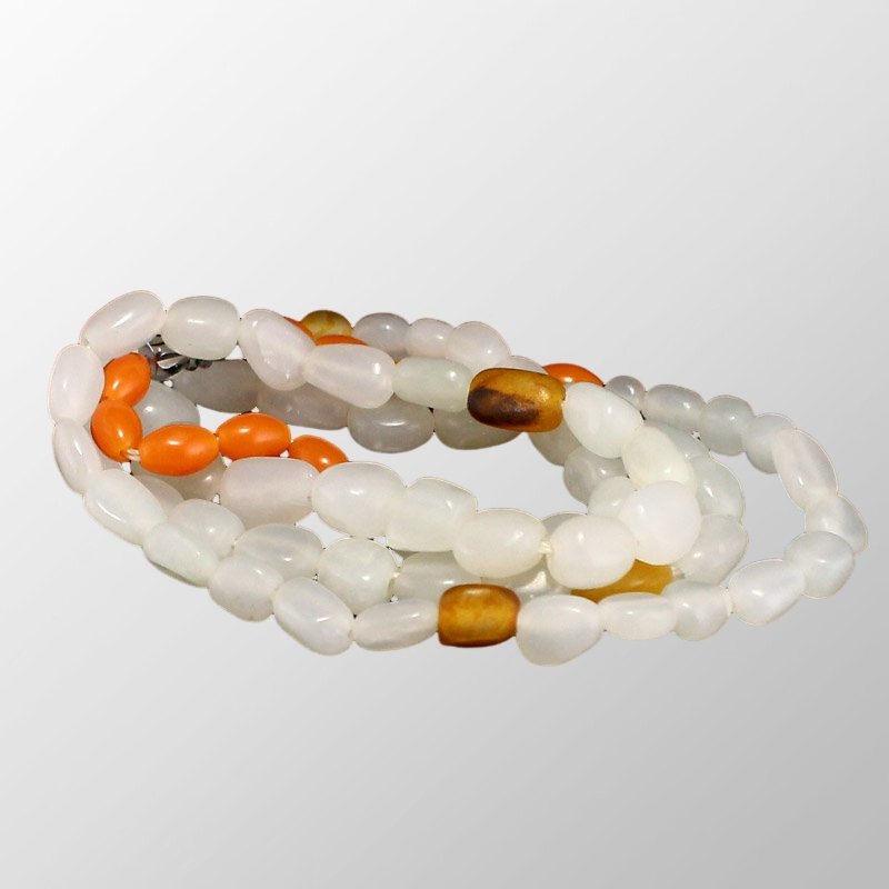 Chinese Natural Hetian Jade Original Stone Beads Necklace (1 of 12)