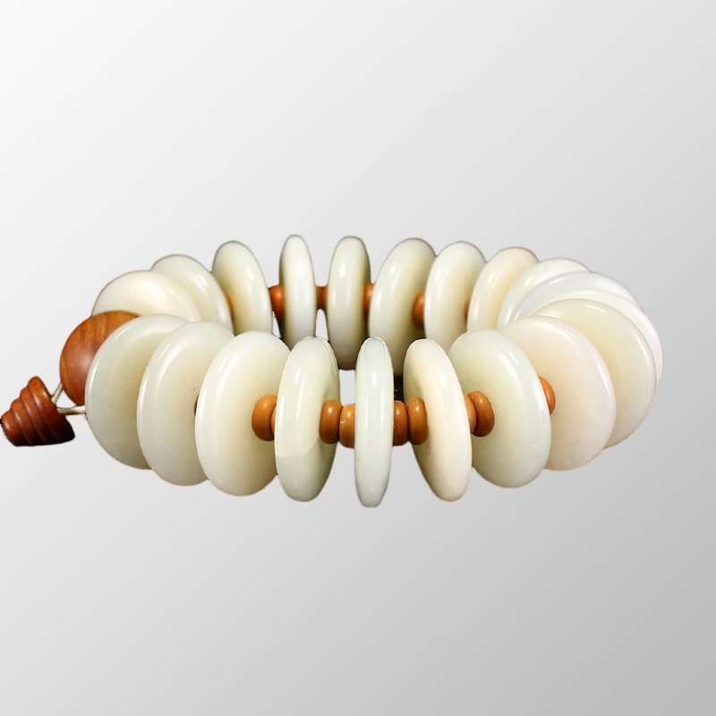 Chinese Natural Hetian Jade Beads Bracelet w Certificate (1 of 9)