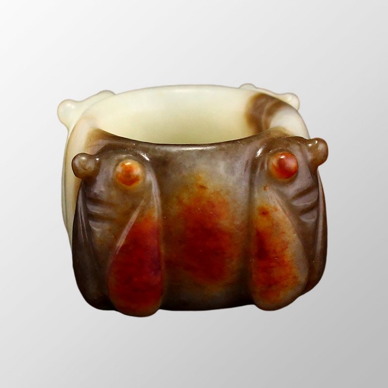 Vintage Chinese Hetian Jade Carved Cicada Thumb Ring (1 of 16)