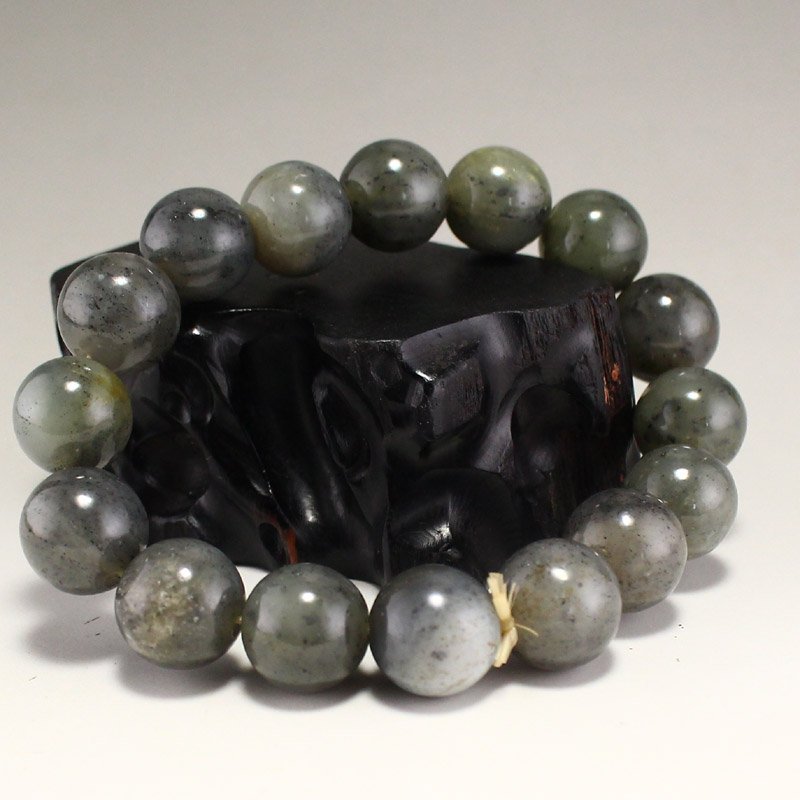 Chinese Natural Hetian Jade Beads Bracelet: Chinese Natural Hetian Jade Beads BraceletDimension:13(mm)0.51(inches) Weight:0.13 lbs/59g