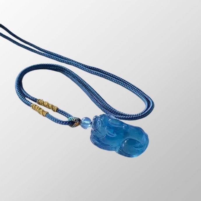 Beautiful Natural Aquamarine Carved Fortune Pixiu Pendant (1 of 7)