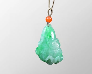 Superb Natural Jadeite Carved Fortune Cabbage Pendant