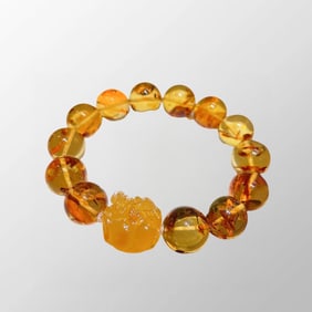 Superb Natural Amber Beads Bracelet