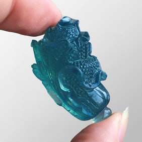 Beautiful Natural Aquamarine Carved Fortune Cabbage Pendant