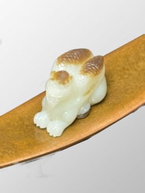 Chinese Qing Dynasty Hetian Jade Carved Divine Beast Pendant