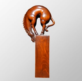 Vintage Chinese Boxwood Wood Carved Horse Seal