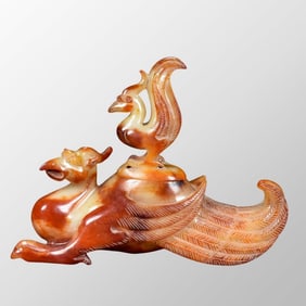 Superb Old Chinese Hetian Jade Carved Phoenix Burner