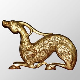 A Pair Vintage Chinese Gilt Gold Bronze Tiger General Token