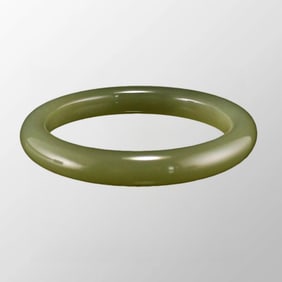 Inside Diameter 57 mm Chinese Natural Green Hetian Jade Bracelet