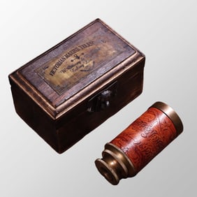 Vintage Brass Telescope w Wood Box
