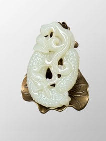 Openwork Chinese Natural Hetian Jade Carved Fortune Melon Pendant