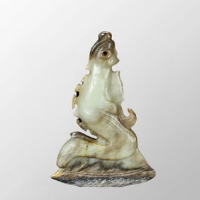 Superb Vintage Chinese Hetian Jade Carved Figure Statue