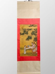 Chinese Watercolour On Silk Beautiful Woman Painting - Qianlong