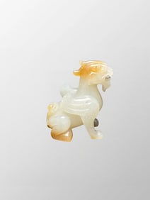 Superb Old Hetian Jade Carved Divine Beast Statue/Pendant