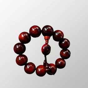 20mm Chinese Natural Zitan Wood Beads Bracelet w Box