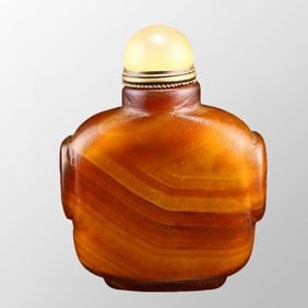 Chinese Natural Agate Snuff Bottle w Stopper