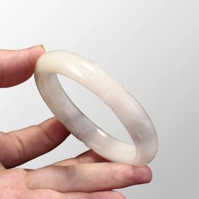 Inside Diameter 58MM Chinese Hetian Jade Carved Bamboo Bracelet