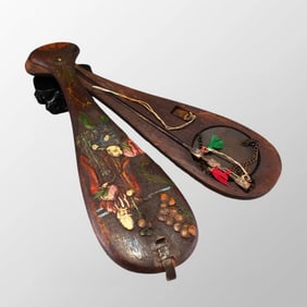 Vintage Chinese Brass Weighing Tool - Steelyard w Wooden-cored Lacquerware Box