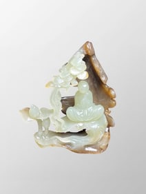 Openwork Chinese Hetian Jade Carved Buddha Statue