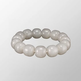Chinese Natural Hetian Jade Beads Bracelet