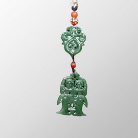 Superb Chinese Green Hetian Jade Figure Pendant