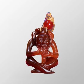 Vintage Chinese Agate Carved Figure Pendant
