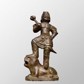 Vintage Chinese Bronze Ancient General Statue