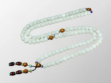 108 Beads Chinese Natural Hetian Jade Beads Necklace
