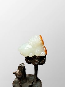 Chinese Natural Hetian Jade Carved Fortune Lion Pendant