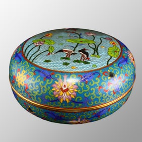 Vintage Chinese Gilt Gold Copper Cloisonne Food Box