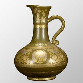 Chinese Qing Dynasty Gilt Gold Tea Dust Glaze Porcelain Water Pot
