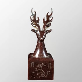 Vintage Chinese Hetian Jade Carved Fortune Deer Seal