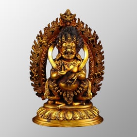 Vintage Tibetan Buddhism Gilt Gold Bronze Buddha Statue