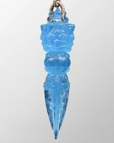 Beautiful Natural Aquamarine Carved Pestle Xiangmo Pendant