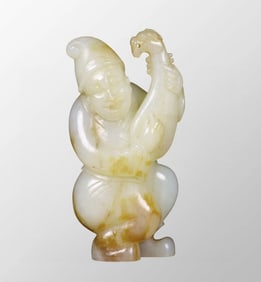 Vintage Chinese Hetian Jade Carved Figure Statue