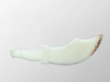 Old Chinese Hetian Jade Dragon Design Jade Knife Statue