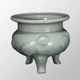 Chinese Longquan Kiln Blue Glaze 3 Legs Porcelain Incense Burner