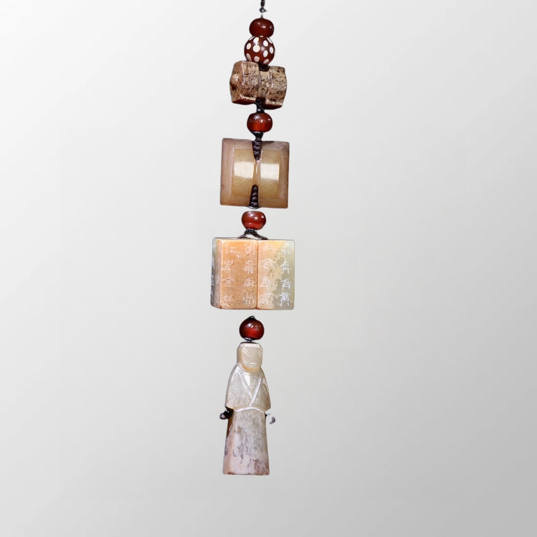 Superb Vintage Chinese Hetian Jade Carved Figure Pendant (1 of 10)