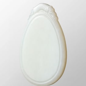 Chinese Natural Hetian Jade Lucky Pendant w Certificate