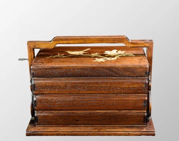 Old Chinese Huali Wood Inlay Shell Flower Bird Design Food Box