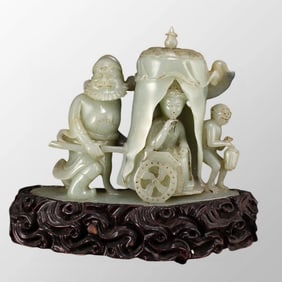 Superb Vintage Chinese Hetian Jade Mythology Figure Statue