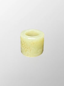 Inside Diameter 22.2mm Vintage Chinese Hetian Jade Fortune Beast Thumb Ring