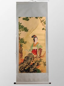 Chinese Watercolour On Xuan Paper Beautiful Woman Painting - Zhang Da Qian