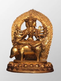 Tibetan Buddhism Gilt Gold Bronze Moriteshtin Bodhisattva Statue