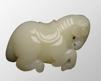Chinese Natural Hetian Jade Carved Fortune Horse Statue