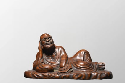 Old Chinese Chenxiang Wood Carved Arhat Statue